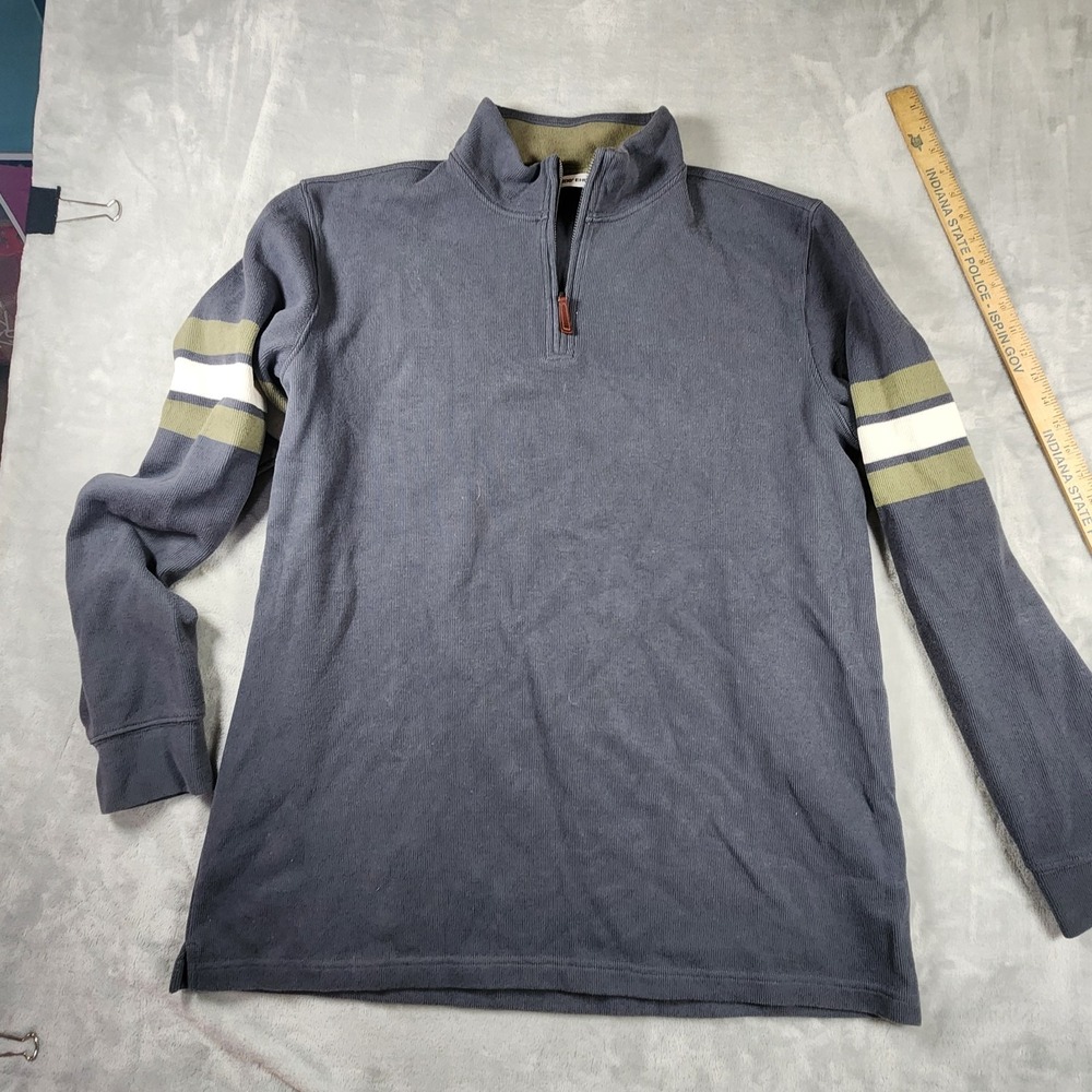 Lands End Mens XL Blue 1/4 Zip Mock Neck Pullover Sweater Supima Cotton Preppy